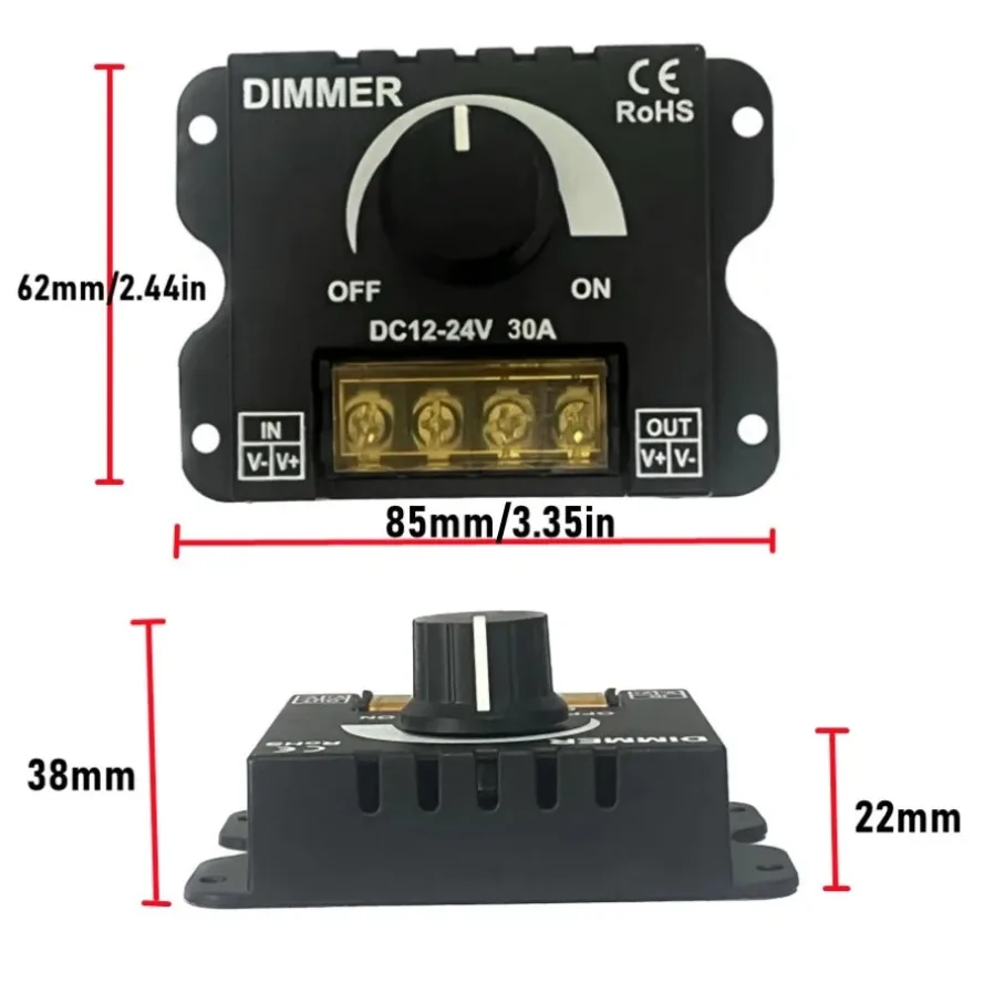 LED Dimmer Switch LED Monochrome Controller PWM Digital Stepless Dimming for Lamp Strip Single Color Lamp DC 12V-24V 30A led dimmer switch smart dimmer switch