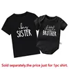 New Big Sis Lil Bro Sibling Shirts Cotton Family Matching Brother Sister Outfits Black Kids Tees Tops Baby Romper Birthday Gifts 2