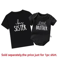New Big Sis Lil Bro Sibling Shirts Cotton Family Matching Brother Sister Outfits Black Kids Tees Tops Baby Romper Birthday Gifts 2