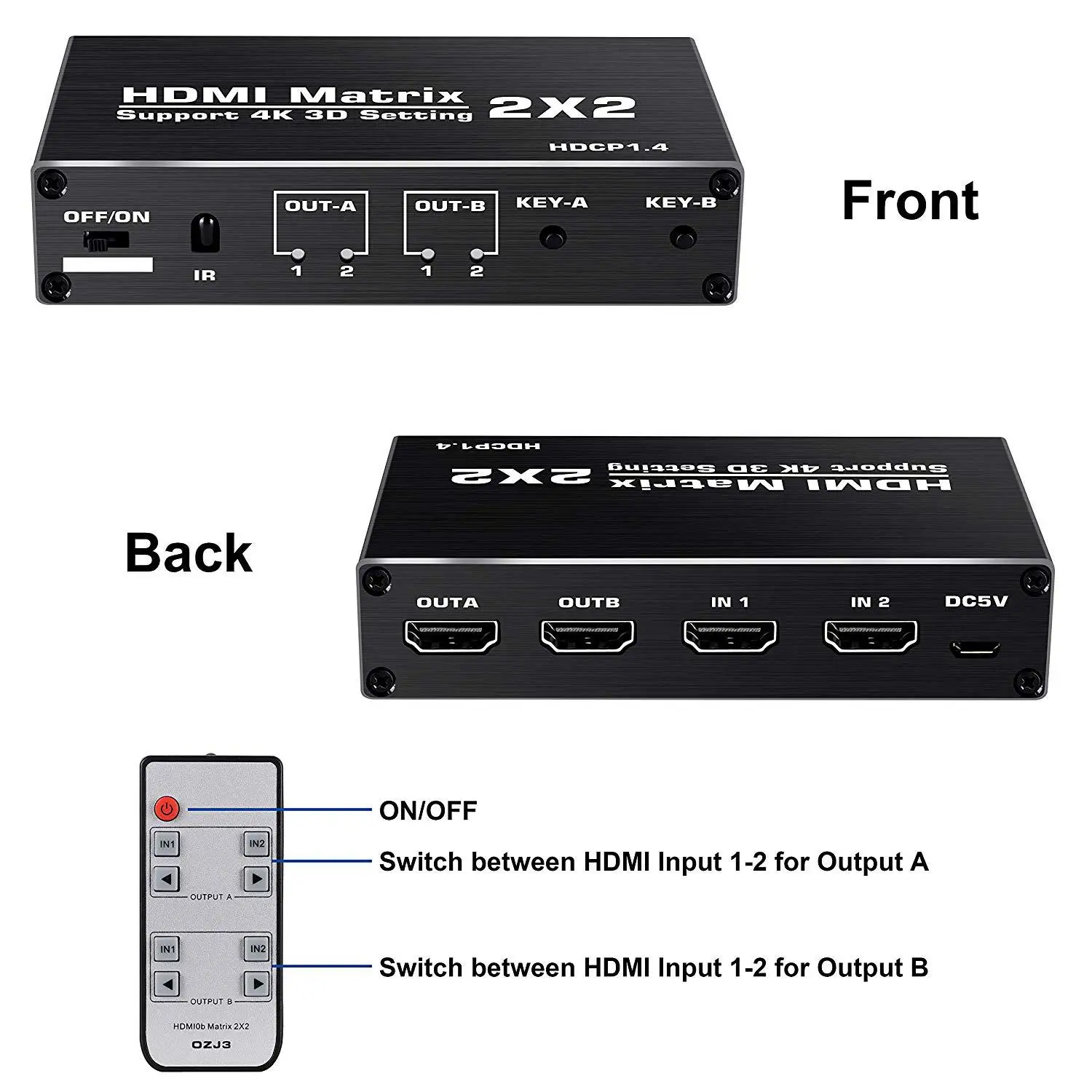 2x2 HDMI Ʈ ó 4K 3D Ʈ HDMI ġ й, PS4 PC Ʈ TV  IR  2  2    ȯ