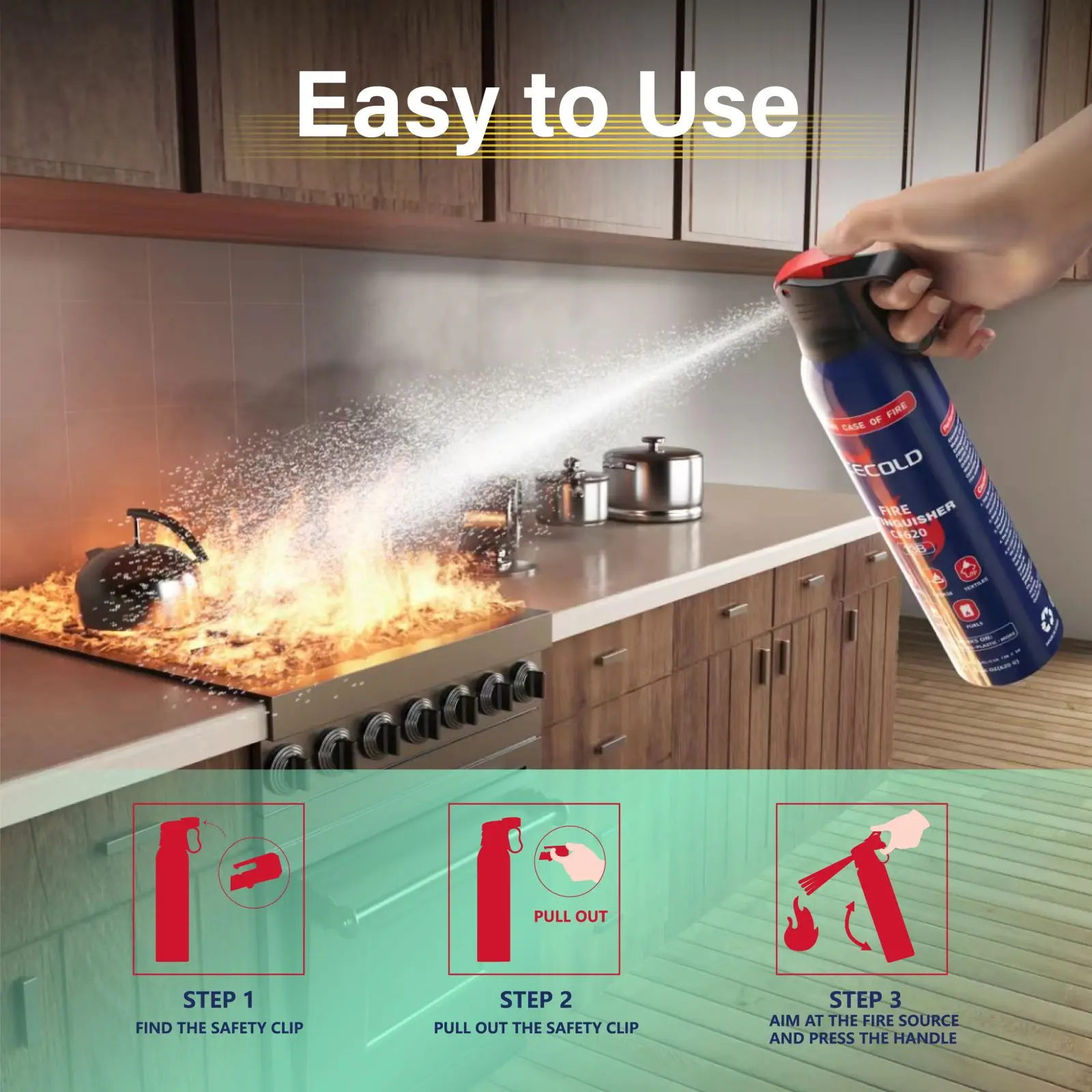 Fire Extinguisher for boat mini fire extinguisher Water-based fire extinguisher Portable vehicle household Antifreeze（-20&deg;）