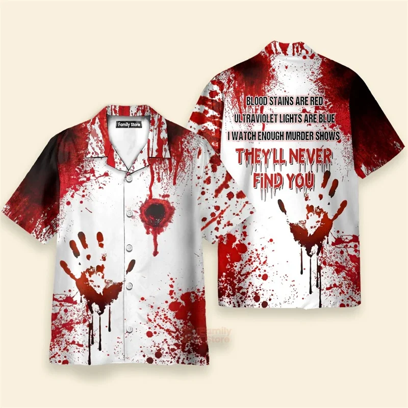 Horror Bloody T Shirts For Men And Women Clothes Halloween Party Funny Blood Short Sleeve Oversize Streetware Mens Clothing