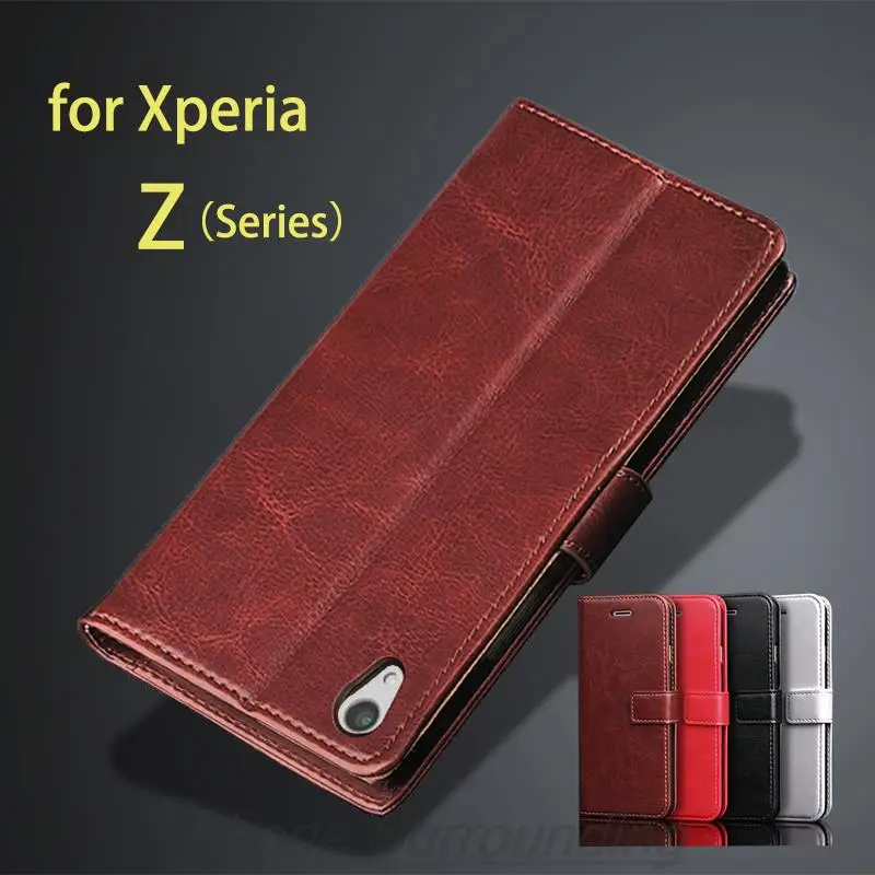 Custodia A Portafoglio Di Lusso Per Sony Xperia Z3 Z5 Premium Compact Z2 Z1 Custodia Flip Leather Cover Card Holder Holster Phone Fundas Coque
