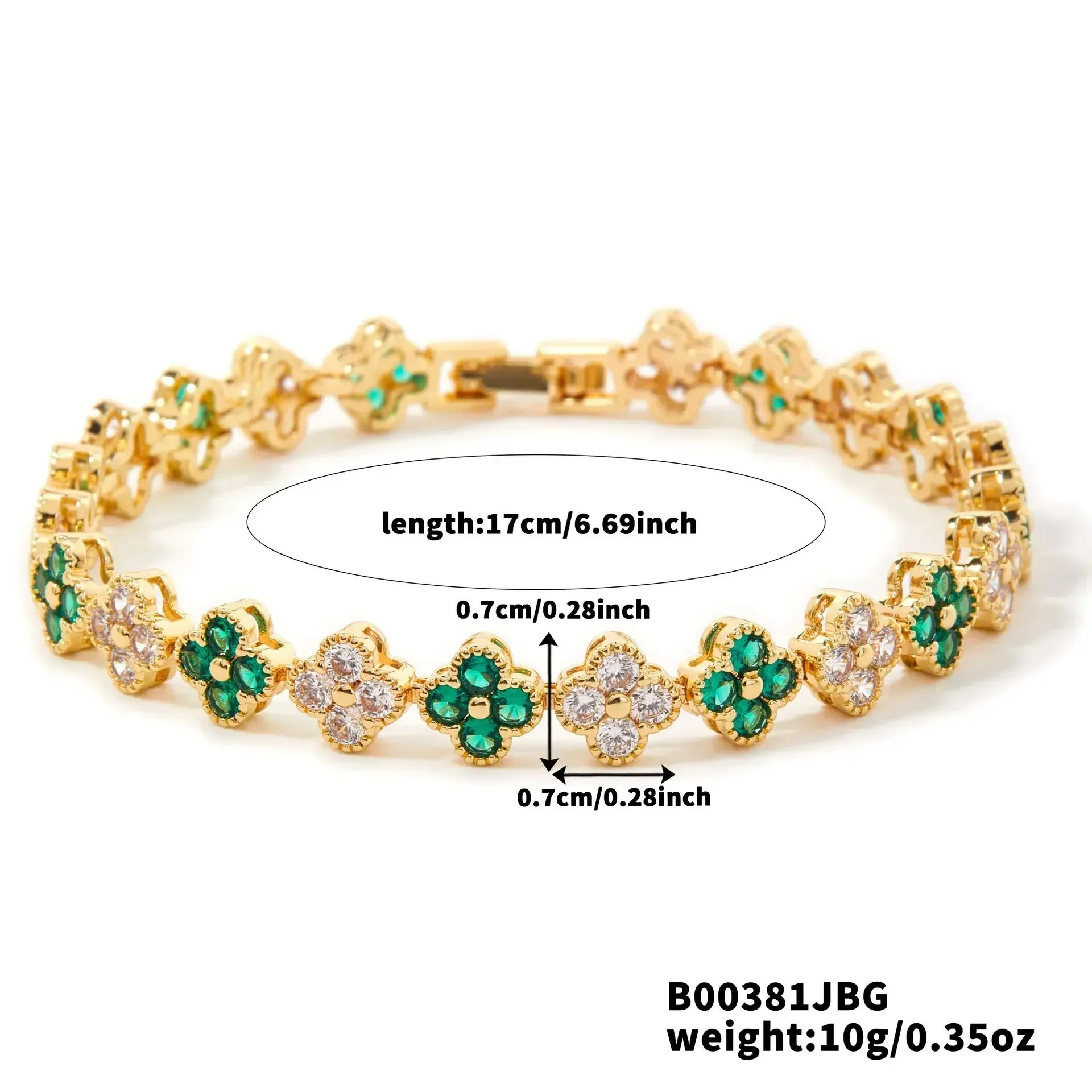 Colorful 18K Gold Plated Clover Bracelet with Shining Zircon – Cute & Edgy Fashion Jewelry Gift