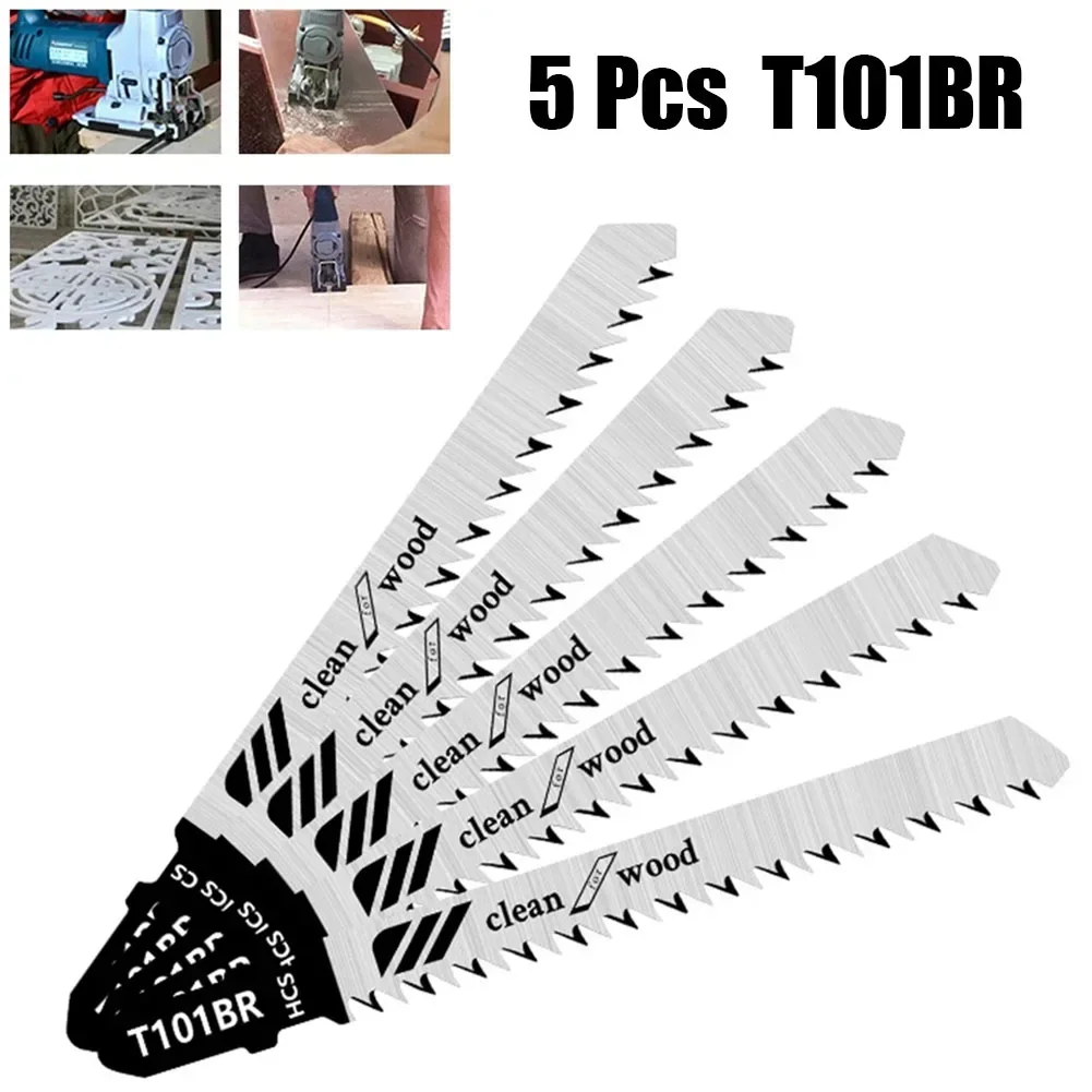 5PCS/set Jigsaw Blades T101BR Plasic Cutting Sawblade Woodworking Tools 100mm Accessories Fits Power Tool Parts For Plywood 3