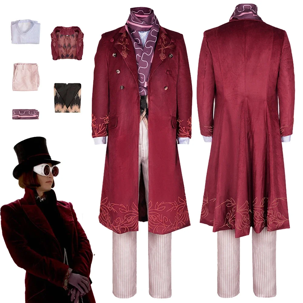 

Willy Cosplay Wonka Fantasy Movie Chocolate Factory Costume Disguise Adult Men Roleplay Fantasia Outfit Male Haloween Party Suit