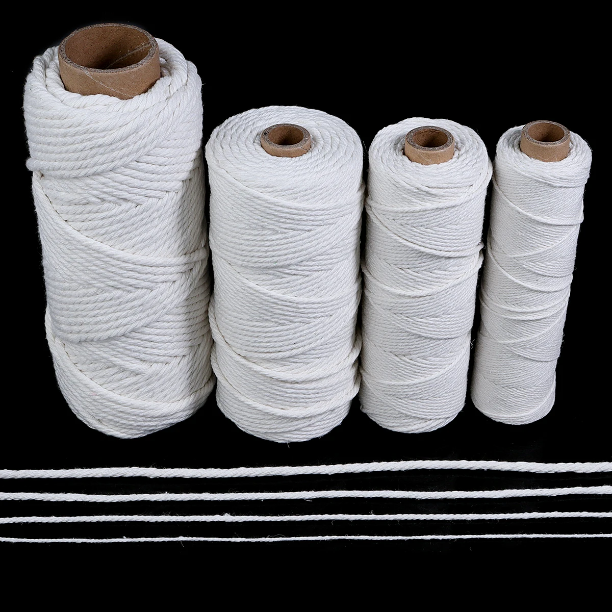 50-100 yards White Cotton Macrame Cord 1-4mm Crochet Threads for DIY Knitting Rope Bohemia Party Home Decor Sewing Accessories 2