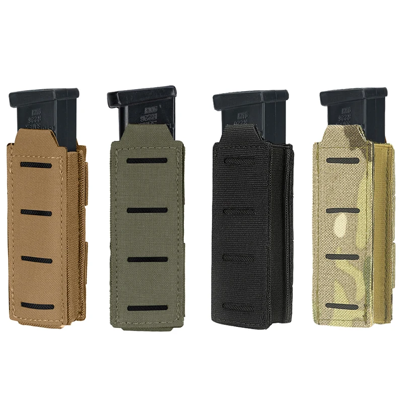 Tactical Molle 9mm Magazine Pouch Single Mag Holder Military Universal Laser Cut Flashlight Pouch Knife Pocket Hunting Gear