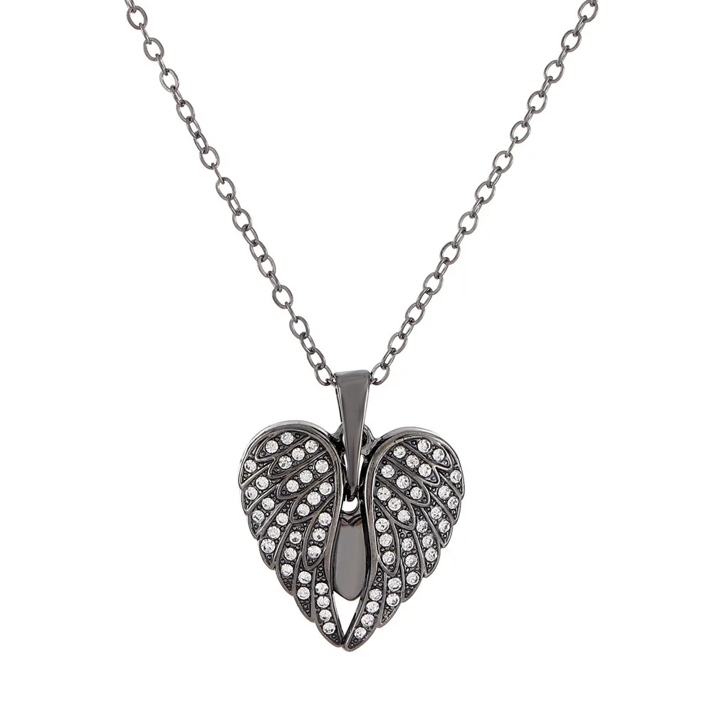 Heart Angel Wings Openable Pendant Necklace, Fashionable  Cute Party Jewellery Valentine's Day Gift, for Women, Mum
