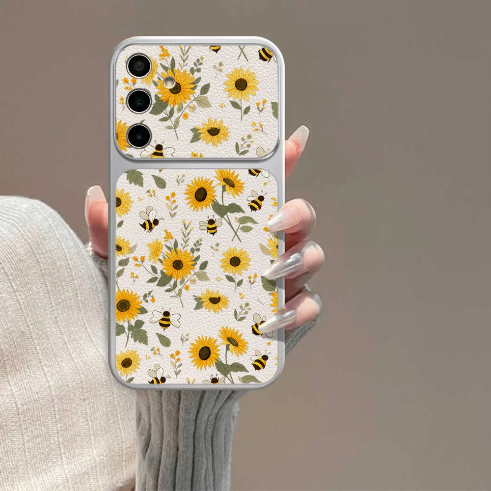 Pink Flower Soft Phone Case with Large Window Cover