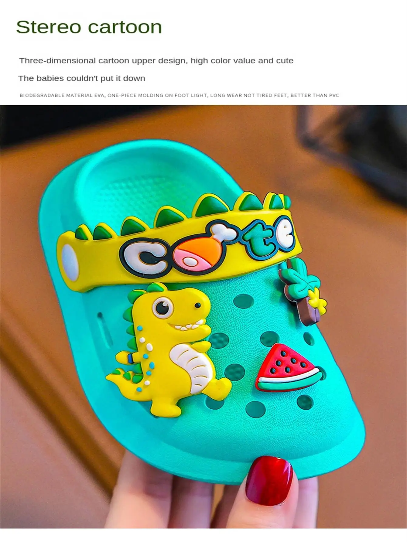 Summer Childrens Slippers Hole Kids Sandals Soft Anti-Skid Cartoon Dinosaur DIY Design Indoor Anti-Slip Boys Girls Beach Shoes beach shoes children sandals kids shoes kids sandals