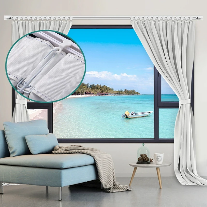 Self Adhesive Curtain Track Non Perforated Ceiling Or Wall Installation Silent Track Shower Curtains Room Divider RV Curtain Tra curtain track curtain sliding track