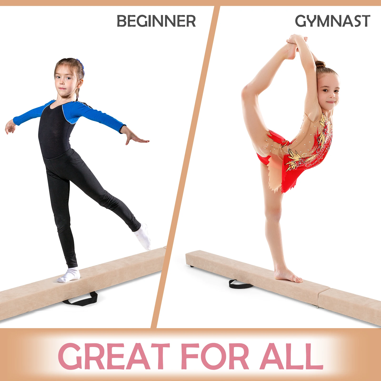 7FT Folding Gymnastic Beam Portable Floor Balance Beam w/Handles for Gymnasts 6