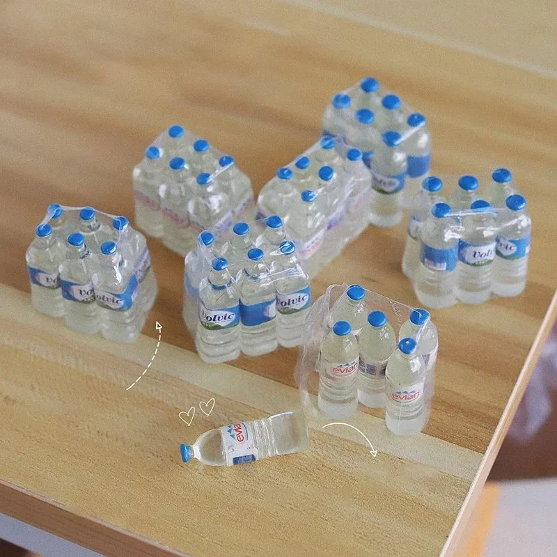 6 Teile/satz Mini Simulation Mineral Wasser Flasche Modell Puppe Haus Miniatur Kinder Geschenk Spielzeug Hause Dekoration Zubehör – Detail 3