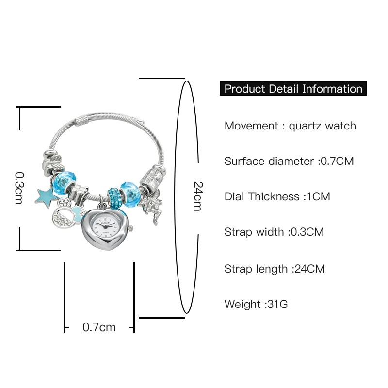 Fashion Women's Bracelet Watch Love With Stylish Decor Refined Round Quartz Watch Silvery Casual Elegance 6