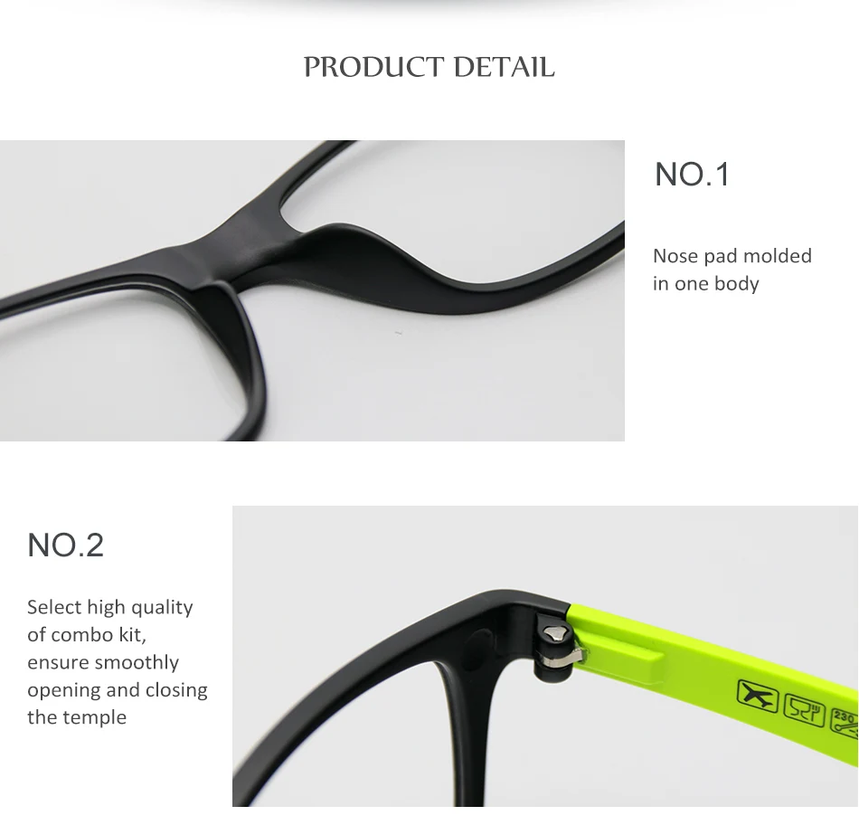 RS002 Magnetische Polarisierte Clip-Brillenfassung für Damen, TR90 Optische Kurzsichtigkeits-Clip-Brille, Fluoreszierende Brillenfassung – Detail 13