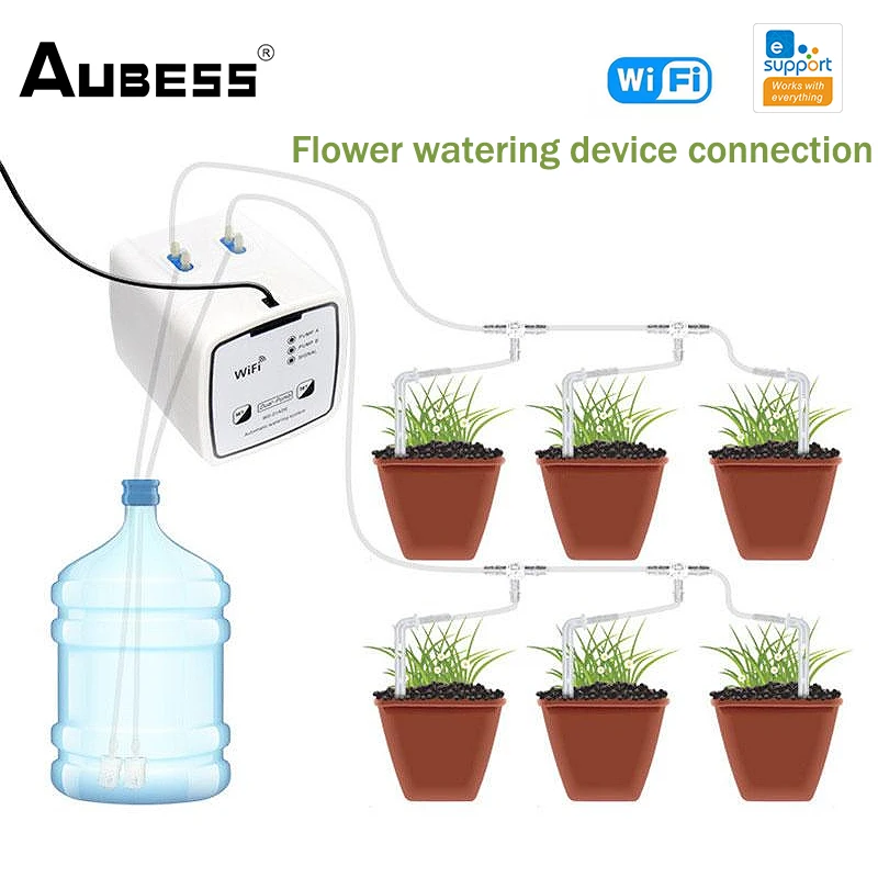 

WIFI Intelligent Automatic Plants Watering Kits Garden Drip Irrigation Device Double Pump Controller Timer Work With EWeLink APP