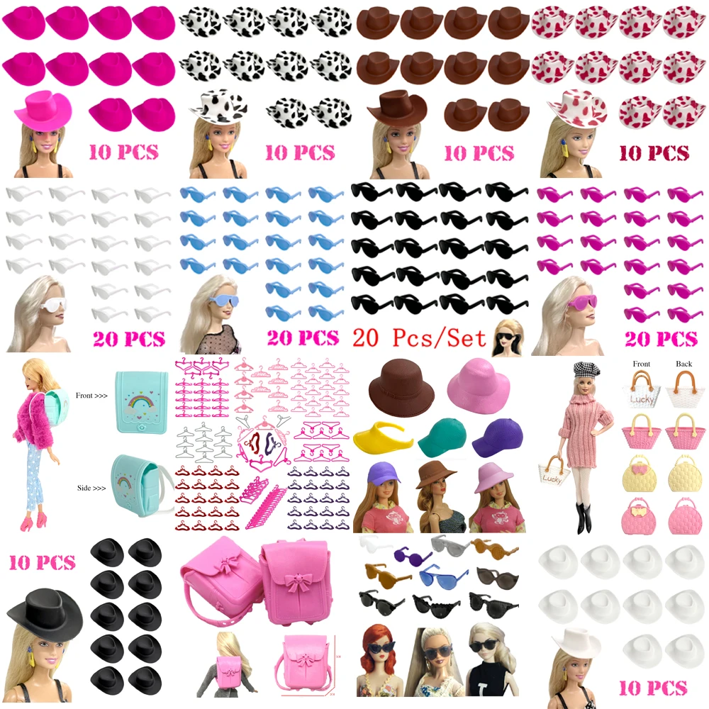 NK Hot Sell Princess Fashion Decoration Casual Bag Glasses Noble Hat Clothes Hanger For Barbie Doll Accessories Gift DIY Toy JJ