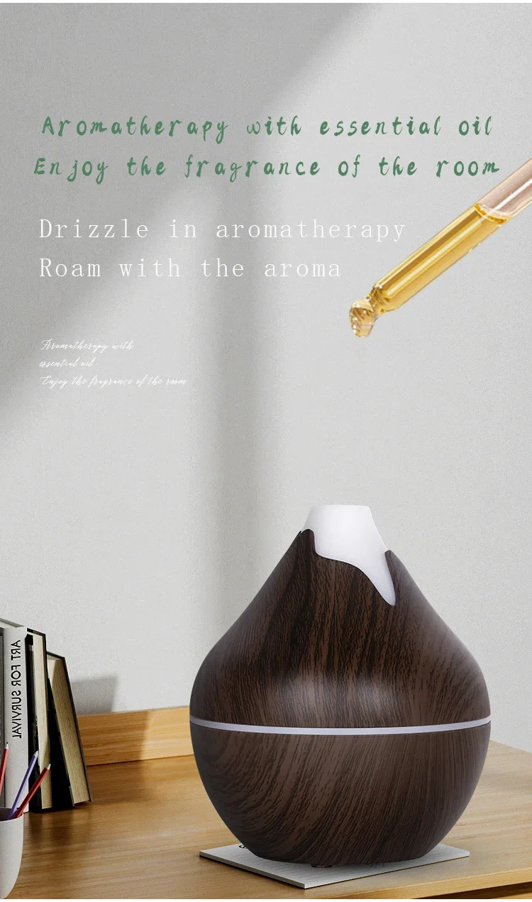 Aroma Diffuser Ultrasonic Wood Grain Humidifier With 7 Led Colors_voghion.com