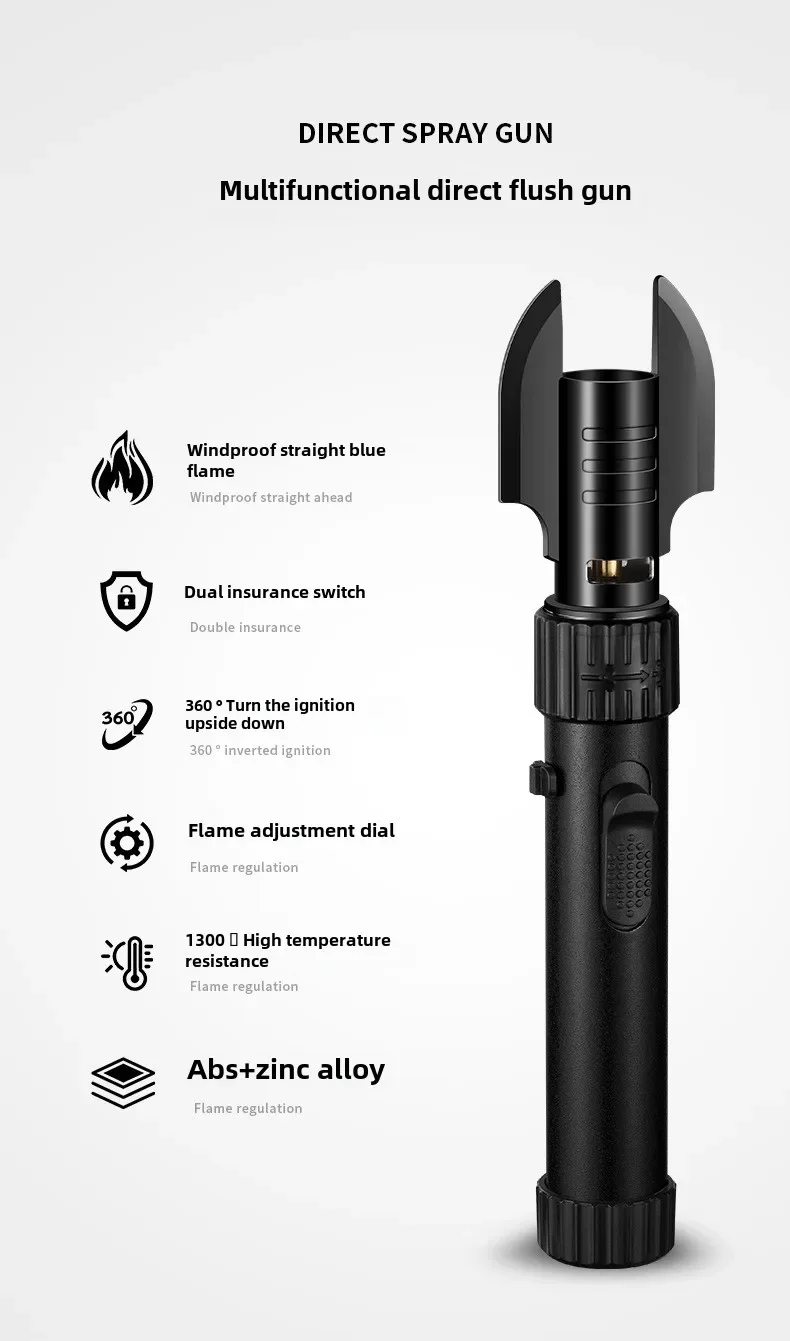 Description Picture 3 of itemTurbo Torch Jet Gas Lighter High Firepower Windproof Spray Gun Kitchen Cooking Smoking Accessories Jewelry Welding Cigar Lighter