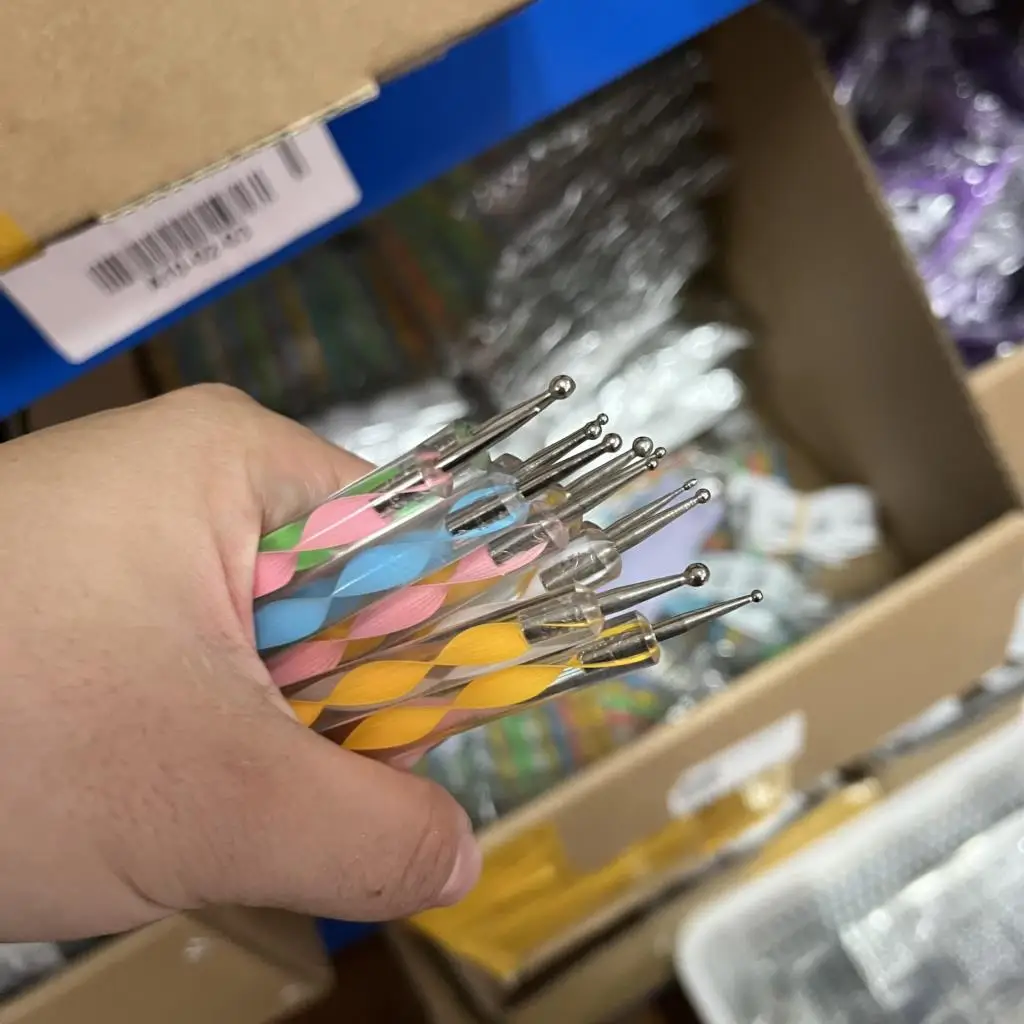 1/5PCS Nail Art Dotting Pen,  Spiral Rod Hook Drawing Painting Pen Nail Brushes Set Pen Double Head Point Drill Pens Nail Tools* 4