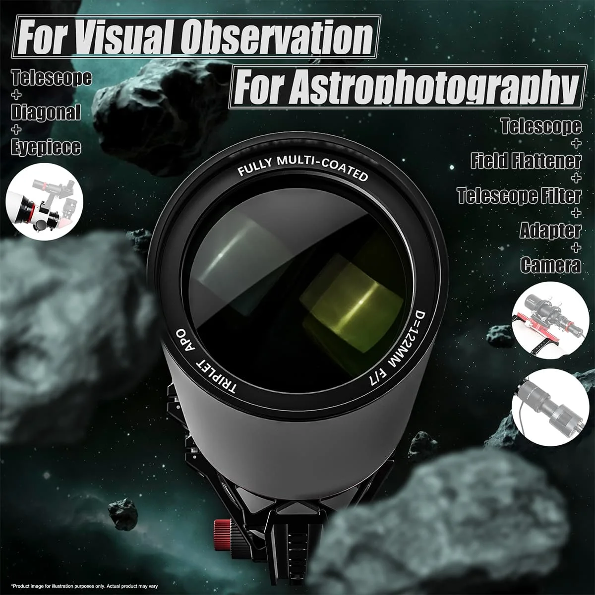 Svbony SV550 80/122mm APO Telescope FPL51 Apochromatic Triplet Refractor OTA For Deep Sky Astrophotography Visual Observation — view 5