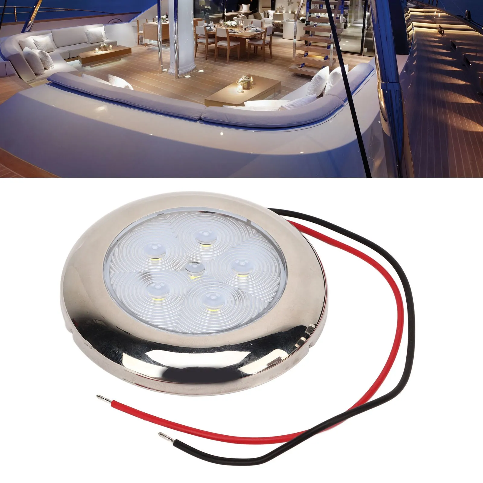 RV LED 천장 돔 조명, 보트 캠핑 밴 캐러밴 트럭 보트 천장 돔 조명용, IP65 방수 백색 조명, 12V
