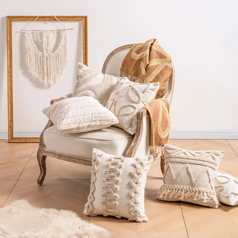 Bohemian Striped Pillow Case Beige Image 2