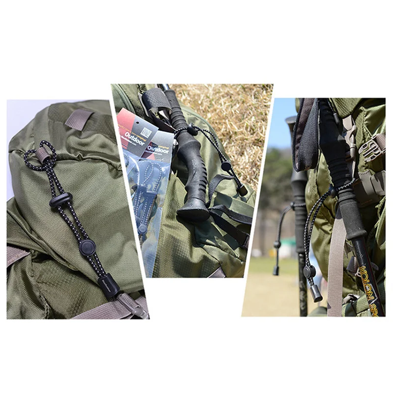 2PCS Backpack Walking Stick Holder – Trekking & Hiking Pole Fixing Clip Straps, Adjustable Cord Rope Mount for Camping, Climbing & Outdoor Sports 2