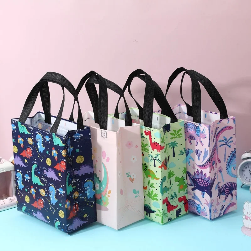 StoBag 20pcs Cartoon Non-woven Tote Bags Fabric Handbag Cute Kids Child Gift Packaging Reusable Pouch Party Favors Birthday 2