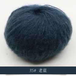 Luxurious 25g Mohair Acrylic Yarn for Hand Knitting & Crocheting - Soft & Fluffy for DIY Scarves and Hats (166m) (35 cowboy blue)