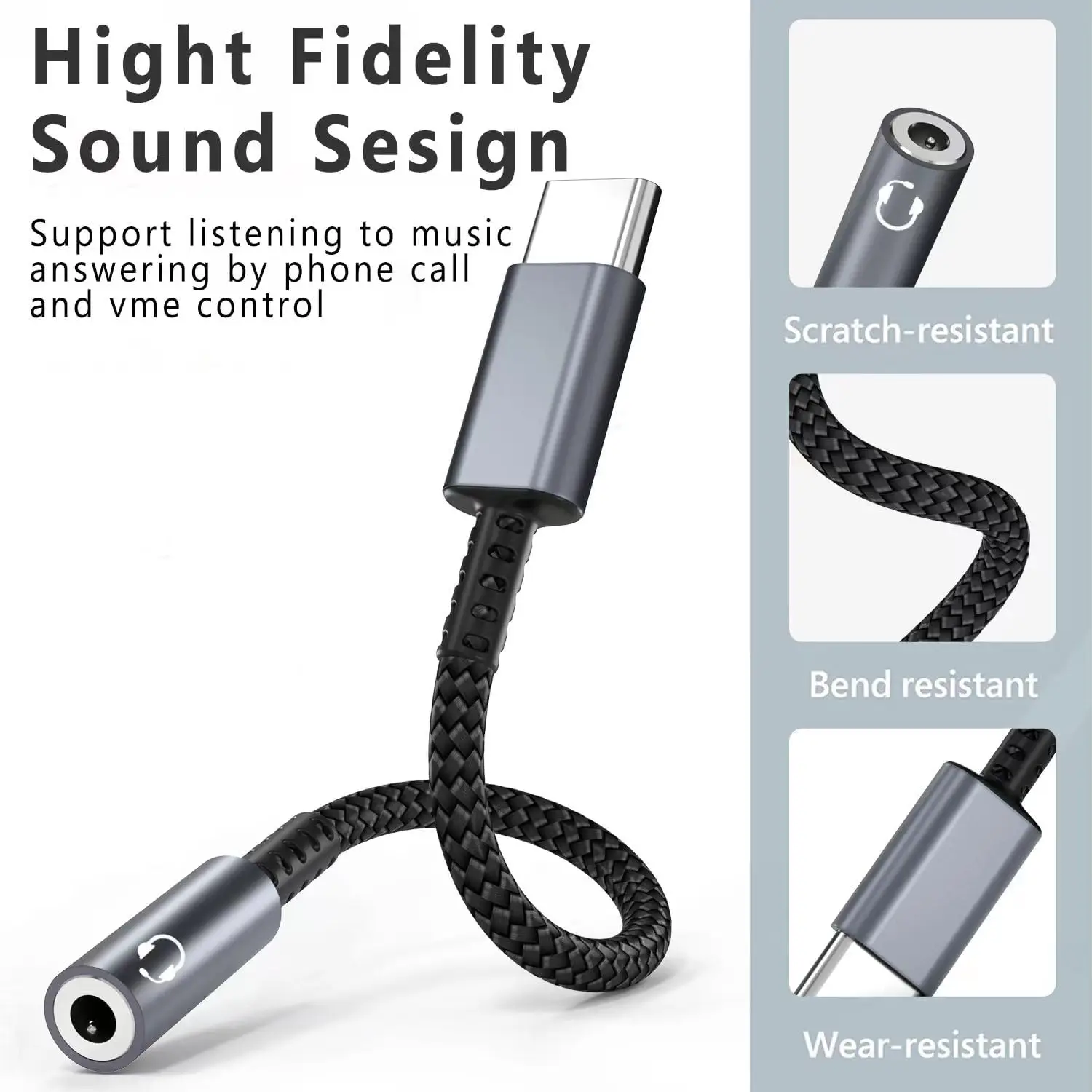 USB Type C To 3.5 Jack Earphone Adapter USB-C 3 5mm Audio AUX Cable Converter For IPhone 15 Series Samsung Galaxy Huawei Xiaomi