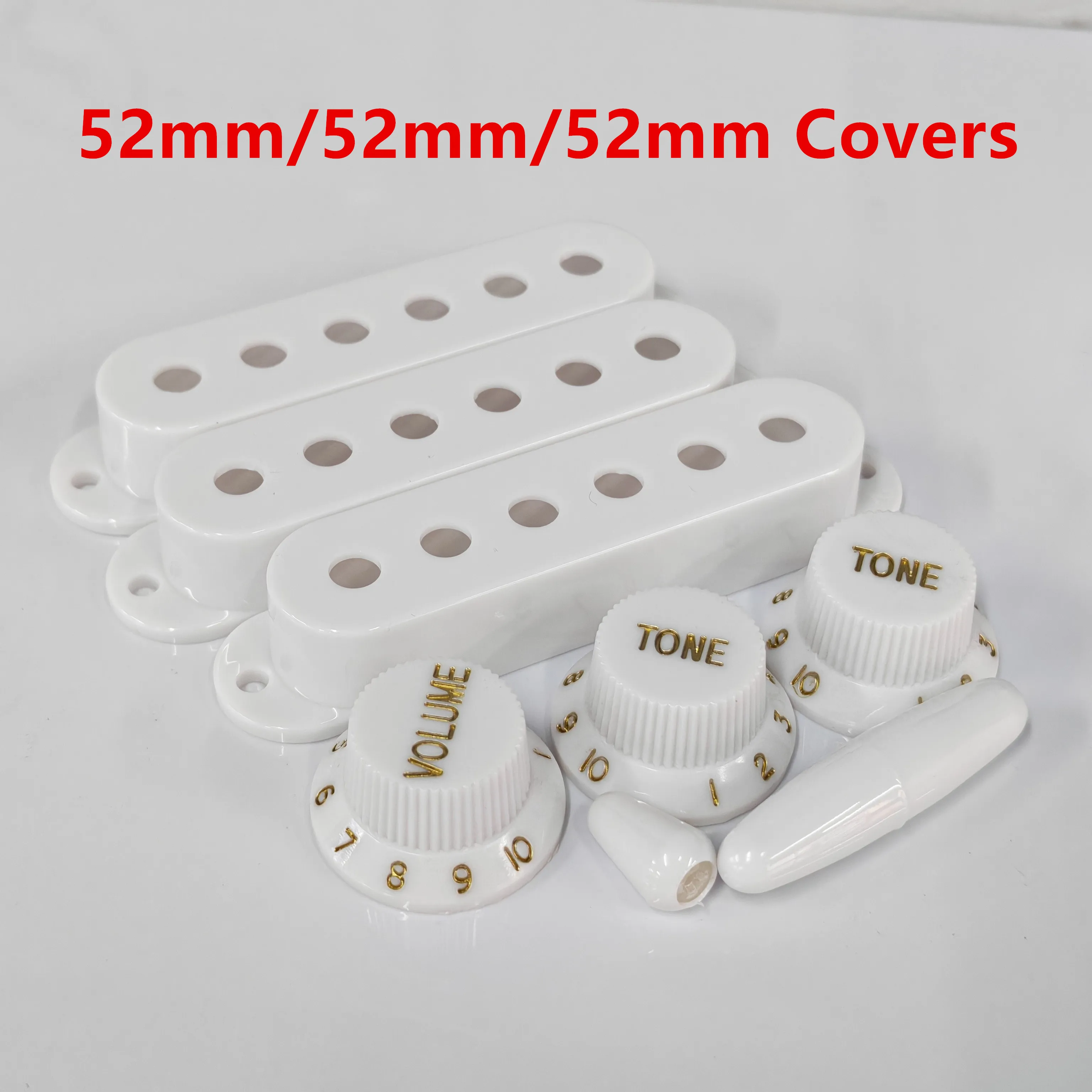 FLEOR Set mit 52 mm Single Coil Pickup Covers 2T1V Gitarrenknöpfe Schalterspitzen ST SSS Gitarrenteile Ersatz – Detail 4