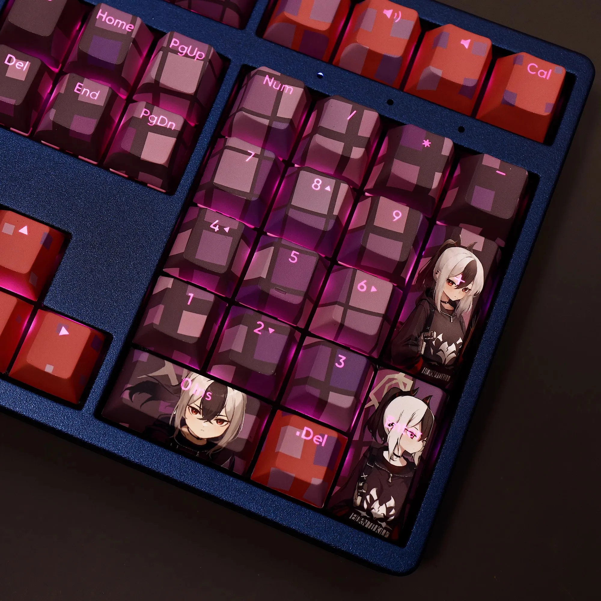 Keycaps Anime Conjunto para Teclado Arquivo Azul Onikata Kayoko Pbt Tintura Subbed Backlit Ansi 61 87 104 108 Chaves - Imagem 2