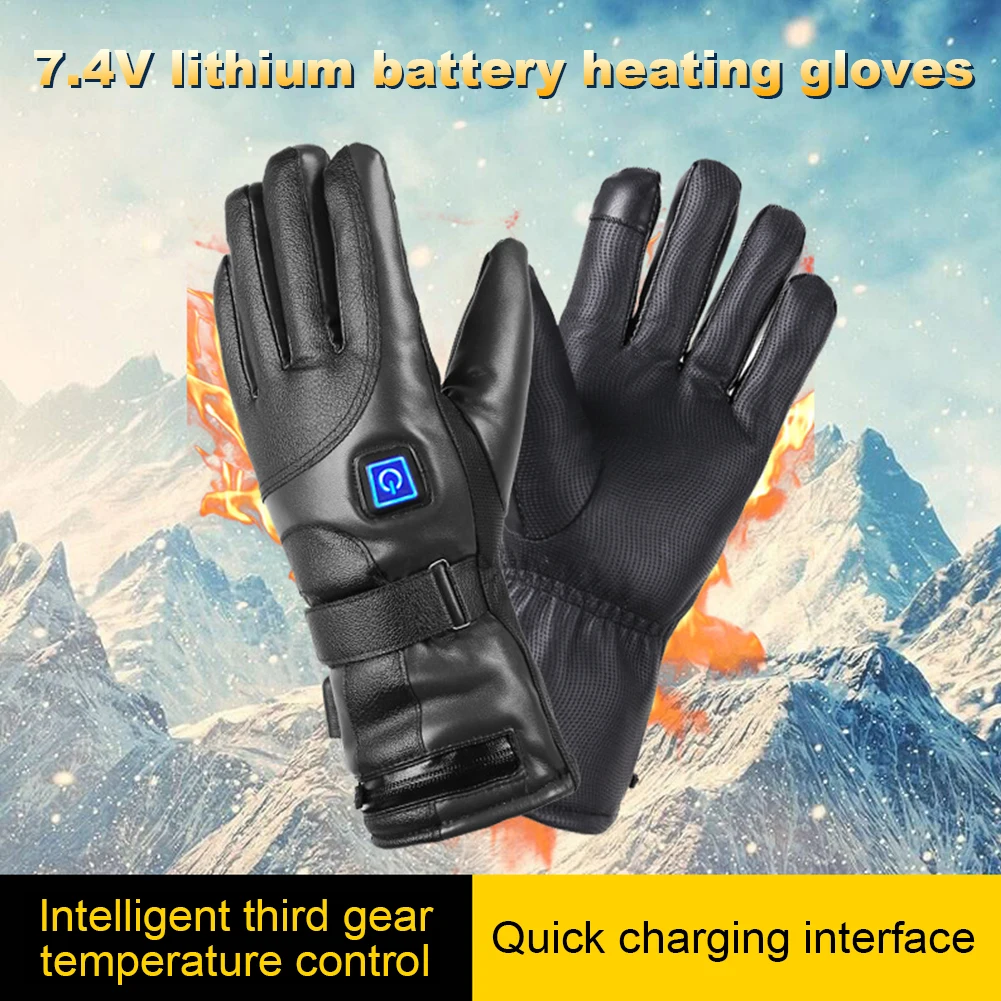 Touchscreen Heated Gloves 3 Temperature Levels Waterproof Electric Winter Gloves Hand Warmer for Outdoor Motorcycle Ski Cycling 2