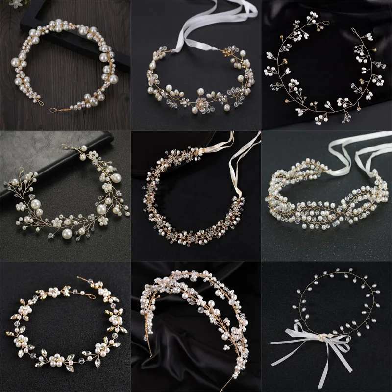 Trendy Handmade Pearl Bridal Headband Luxury Wedding Hair Accessories Bridesmaid Girls Head Jewelry for Women Headpiece Tiaras