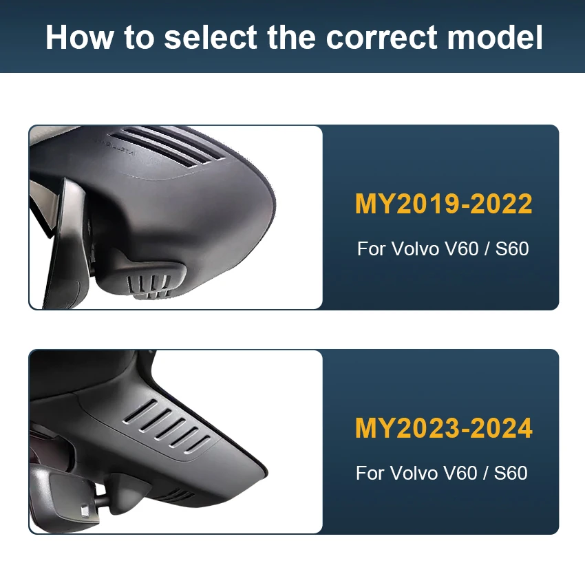 Dash Cam per Volvo S60 V60 2019 2020 2021 2022 2023-2026, DVR Auto 4K 2160P Plug and Play, Telecamera per Auto con Registratore Video - immagine 2
