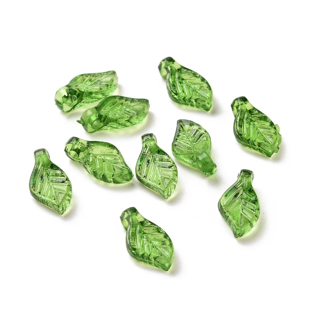 1000pcs Transparent Acrylic Leaf Charms for Earrings bracelet Fashon jewelry making DIY Accessories ,9.7x5.5x3.6mm, Hole: 1.2mm