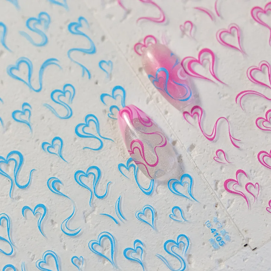 1PCS Colorful Japanese heart-shaped ribbons Nail Sticker Nail Art Decoration DIY Press On Nail