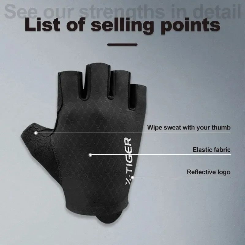 X-TIGER Cycling Gloves Half Finger Shockproof Wear Resistant Breathable MTB Road Bicycle Gloves Men Women Sports Bike Equipment 3