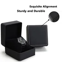 Boîte-cadeau de montre unique noire avec oreiller, présentoir de montre-bracelet en cuir PU, organisateur pour hommes, boîtier de montre en cuir PU à clapet 4