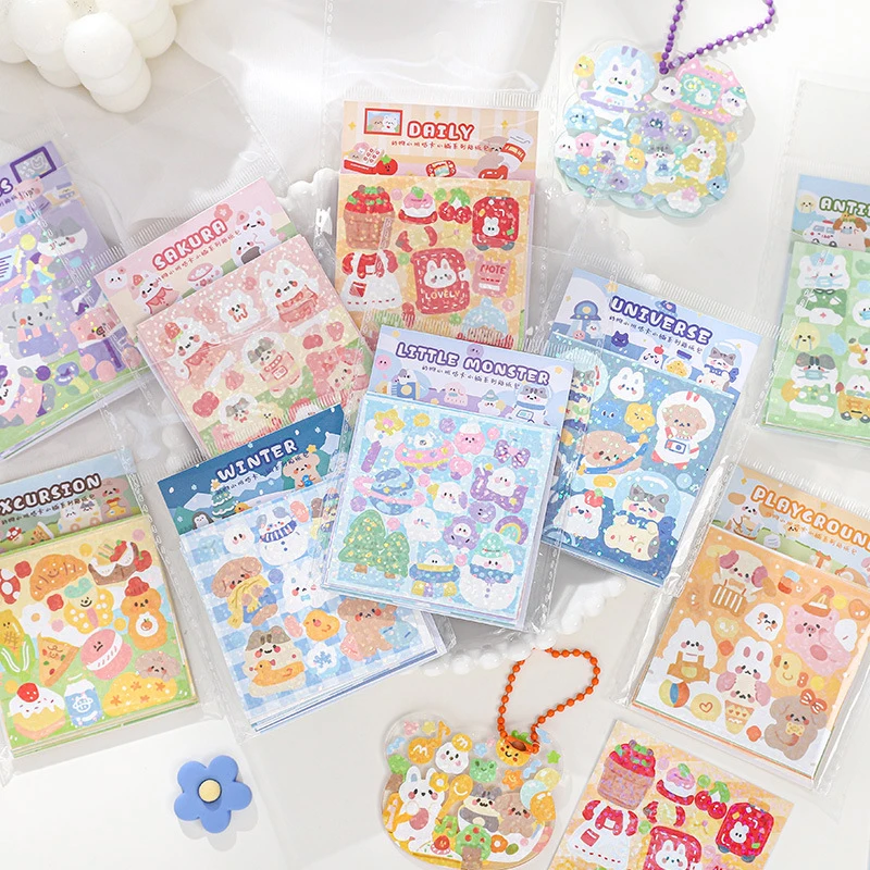 

Cartoon Animal Theme Cute Stickers Card Handbook DIY Decoration Kawaii Stickers Korean Stationery Planner Stickers
