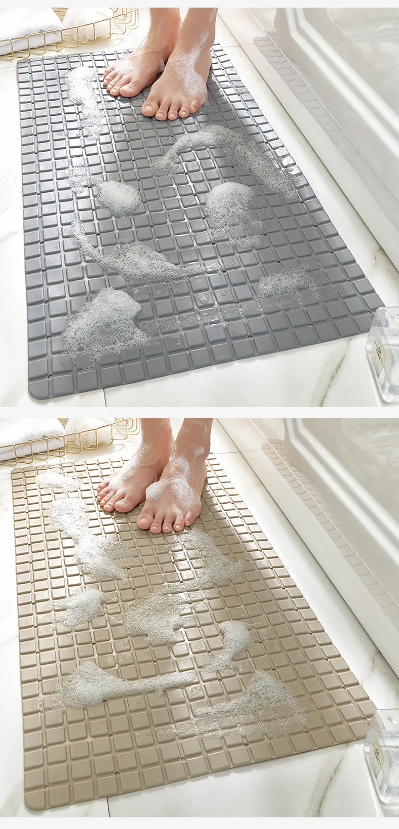 Alfombrilla antideslizante de PVC para ducha, alfombras de baño con  drenaje, recorte DIY, secado rápido - AliExpress