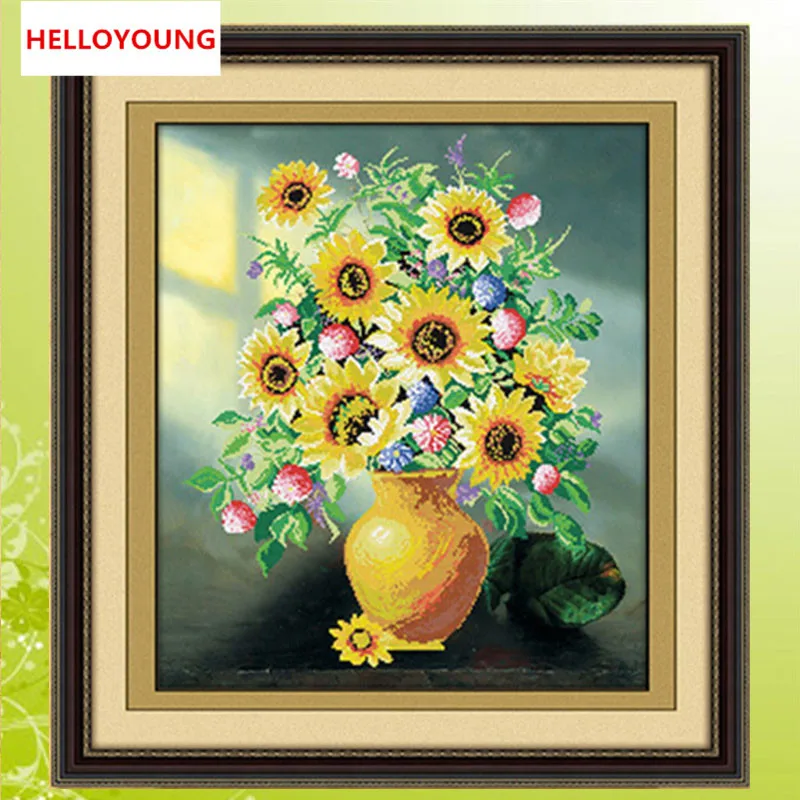 

YGS-057 Diamond Mosaic Sunflowers 5D Round Rhinestones DIY Smiling Sunflower Diamond Painting Cross Stitch Diamond Embroidery