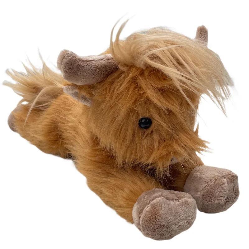 Cute Simulation Highland Cow Plush Toy Super Soft Highland Cattle Animal Plushie Doll Kawaii Christmas Gifts Toy Home Room Decor
