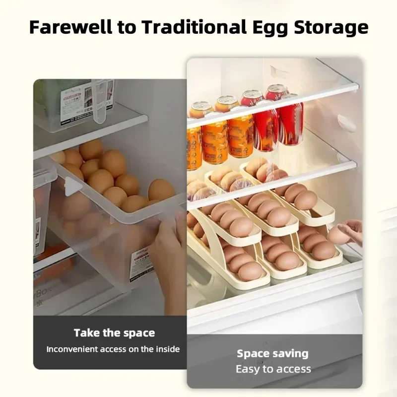 Egg Box Storage Shelf Container Organizer Refrigerator Space Dispenser