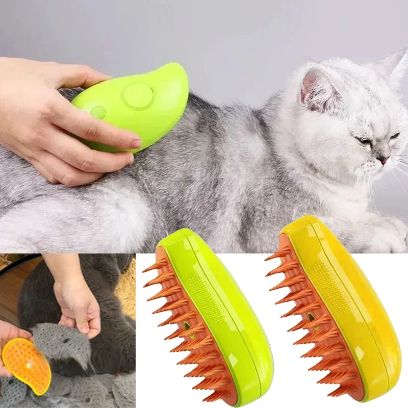 Cat Dog Grooming Comb Electric Spray Water Spray Kitten Pet Comb Soft Silicone Depilation Cats Bath Brush Grooming Supplies three piece dog bath brush pet comb hair fur open knot knife grooming tool cat comb suit steel kitten comb pet product supplies