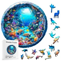 Ocean Wooden Puzzle for Adults-Whimsical Wooden Jigsaw Puzzle-Beautiful Gift Package-Best Game for Family 1