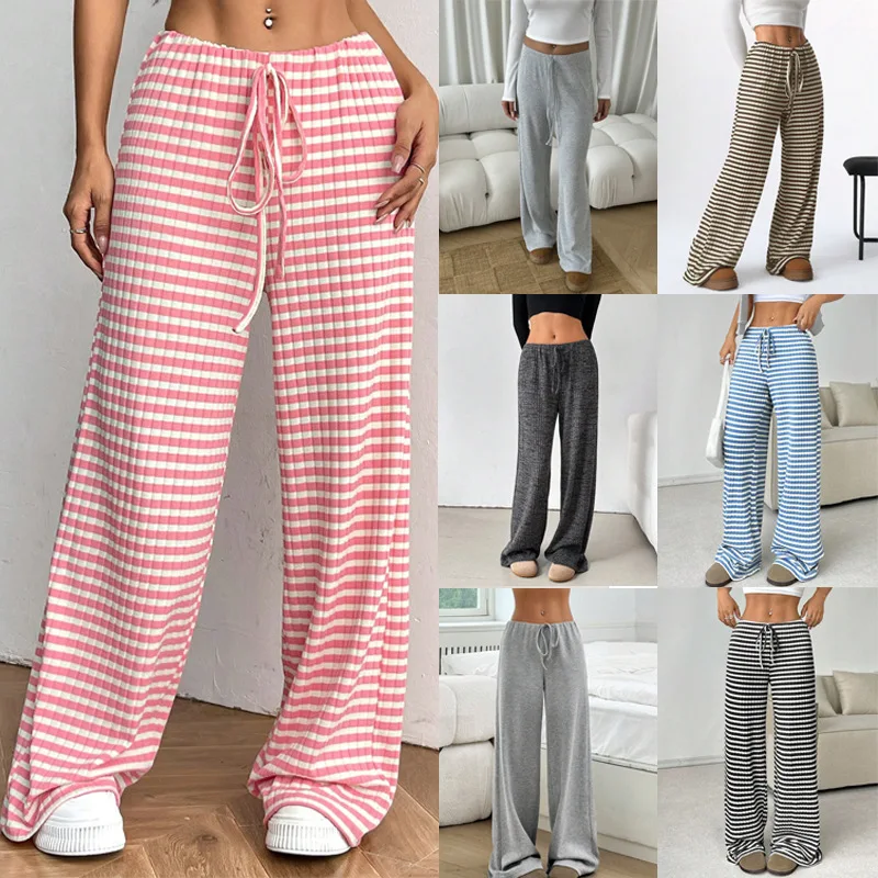 Women Striped Wide Leg Pants Summer