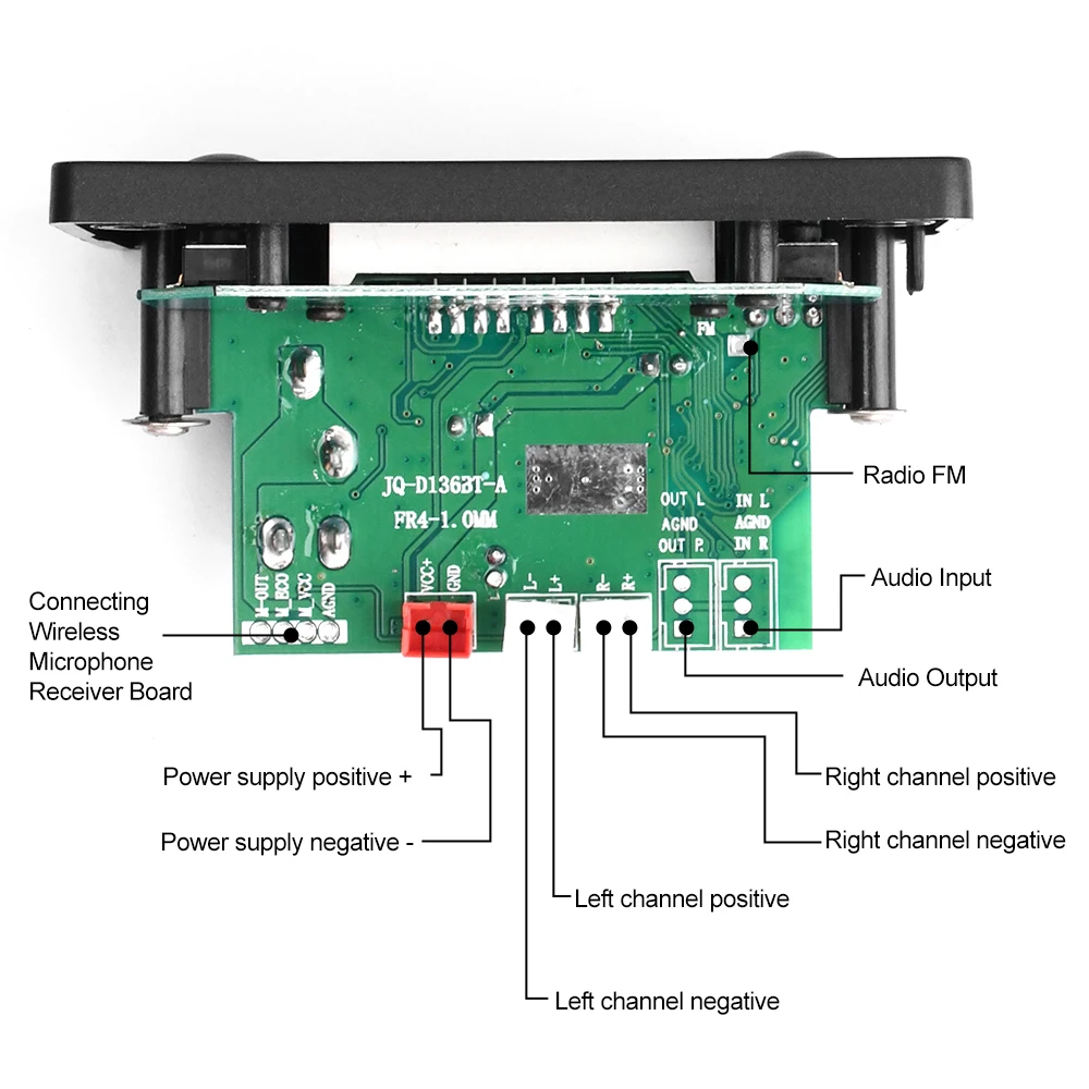 DC 7-16V Bluetooth 5.0 MP3 WMA WAV APE FLAC 디코딩 보드 2*25W 공방 모듈 차량용 오디오 마이크 음악 플레이어 스피커 라디오